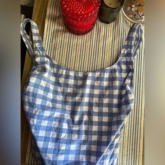 J. CREW Swimsuit Womens Size 4 Gingham Check White And Light Blue One Piece - Picture 4 of 13